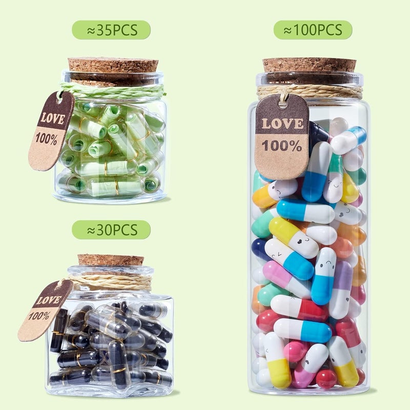 Tintnut Valentines Day Love Capsule Letters Light Green Paper Love Letter Message Pills in Glass Bottles Cute Secret Love Letters with Gold Metal Rings Birthday Gift for Boyfriend/girlfriend - Image 3