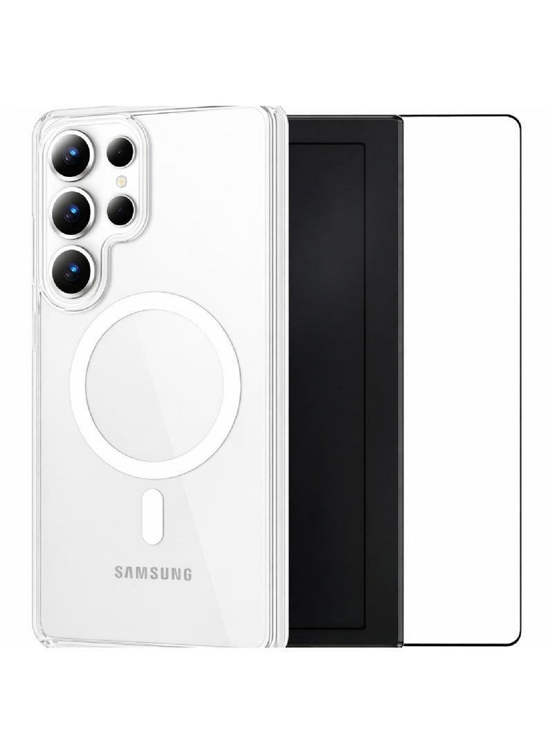 MOBM Samsung Galaxy S25 Ultra Clear Magnetic Case with Privacy Screen Protector and Tempered Glass Pack of 3 - Image 1