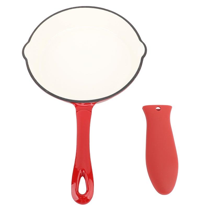 Enameled Frying Pan Cast Iron Skillet Nonstick Kitchen Fry Pan Grill Cookware for Camping Cooking Grilling 16cm/6.3in - Image 1