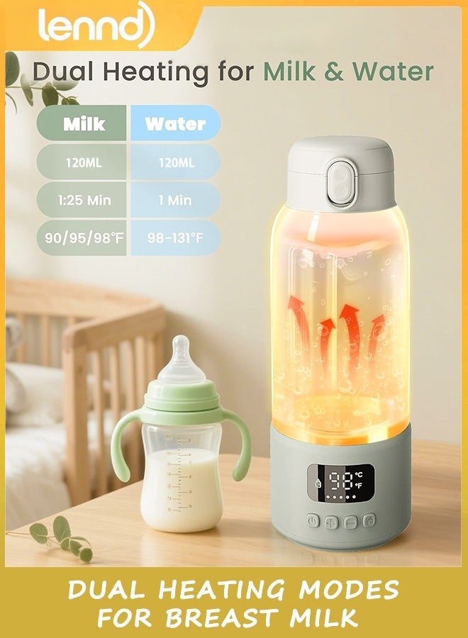LENND Portable Bottle Warmer Extended Battery Life - Dual Heating Modes for Breast Milk & Water, 500ml, Fast Heating, Ideal for Travel, Outdoor, Baby Shower, Green - Image 2
