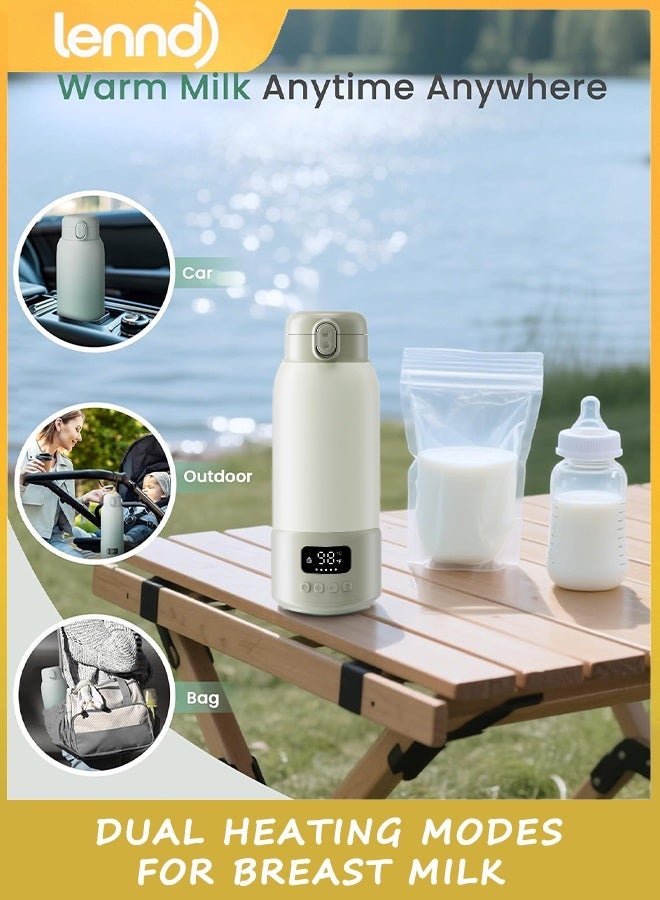 LENND Portable Bottle Warmer Extended Battery Life - Dual Heating Modes for Breast Milk & Water, 500ml, Fast Heating, Ideal for Travel, Outdoor, Baby Shower, Green - Image 3