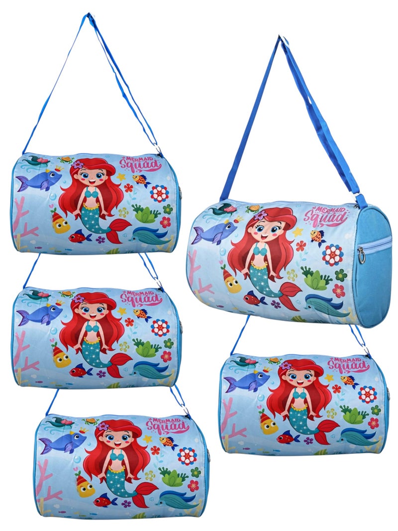 Le Delite 5 Piece Mermaid Theme Birthday Party Return Gifts For Kids I Multipurpose Cartoon Theme Sling Bag For Boys, Girls, Picnic Bag For Small Kids (Pink) - Image 1