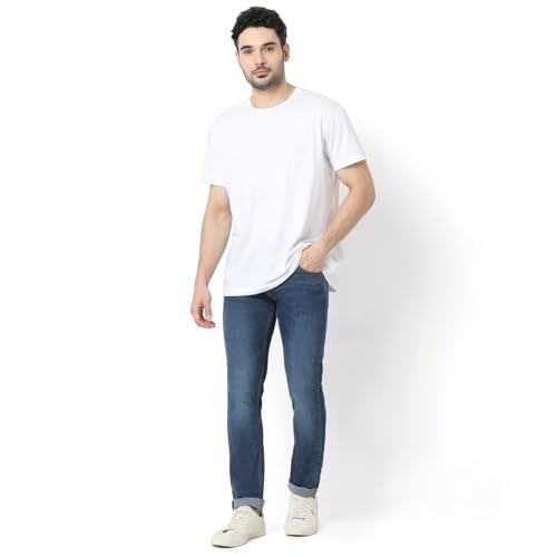 Spykar Men's Skinny Fit Low-Rise Casual Jeans Mid Blue - Image 1