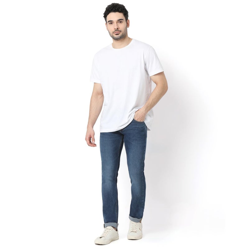 Spykar Men's Skinny Fit Low-Rise Casual Jeans Mid Blue - Image 4