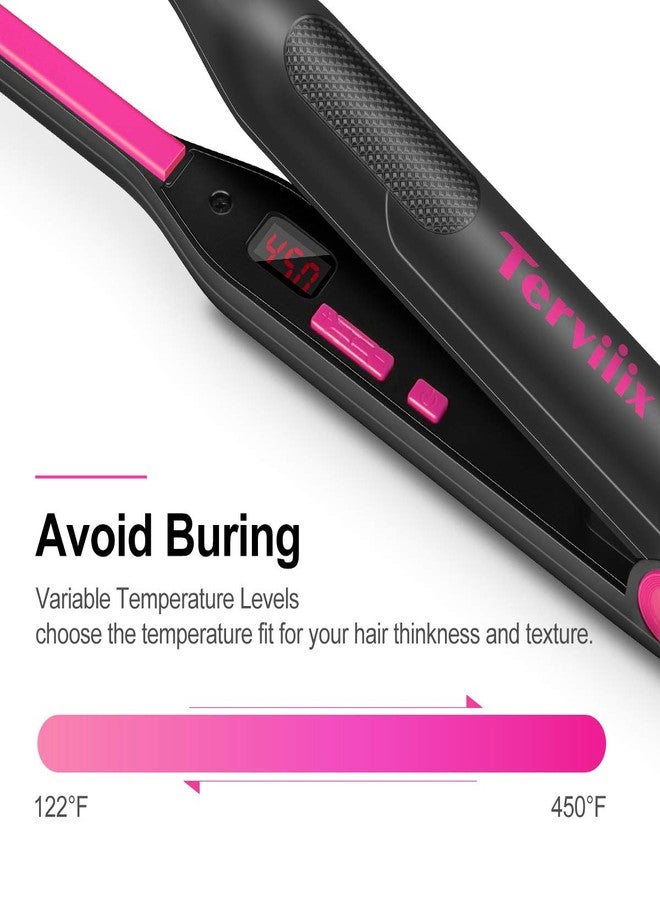 Terviiix Pencil Flat Iron, Small Flat Irons for Short Hair, Beard and Pixie Cut, 3/10 Inch Ceramic Tourmaline Mini Hair Straightener Dual Voltage with Adjustable Temperature, Auto Shut Off - Image 2