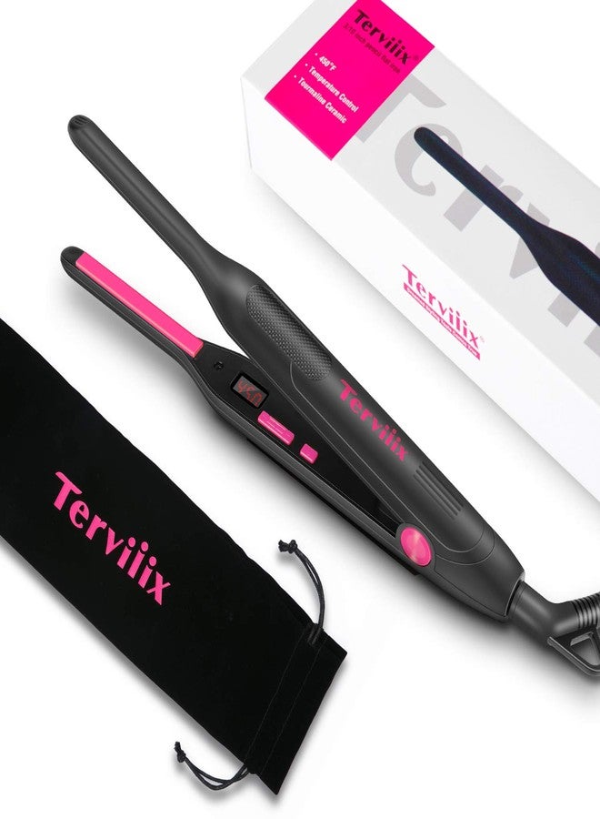 Terviiix Pencil Flat Iron, Small Flat Irons for Short Hair, Beard and Pixie Cut, 3/10 Inch Ceramic Tourmaline Mini Hair Straightener Dual Voltage with Adjustable Temperature, Auto Shut Off - Image 1