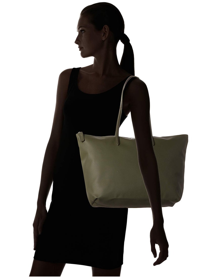 LACOSTE - Lacoste Women's L12.12 Concept Fashion Versatile Large Capacity Large Size Zipper Handheld Shoulder Bag Tote Bag Large Army Green 35cm * 30cm * 14cm - Image 1