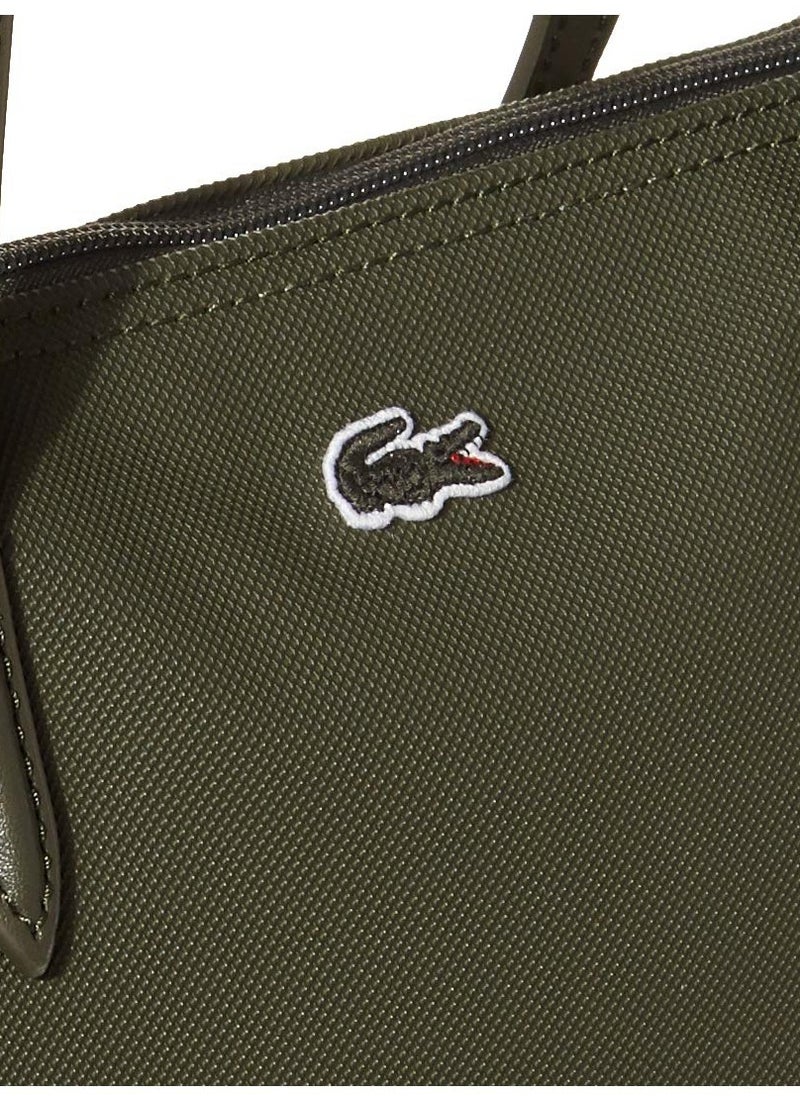 LACOSTE - Lacoste Women's L12.12 Concept Fashion Versatile Large Capacity Large Size Zipper Handheld Shoulder Bag Tote Bag Large Army Green 35cm * 30cm * 14cm - Image 1