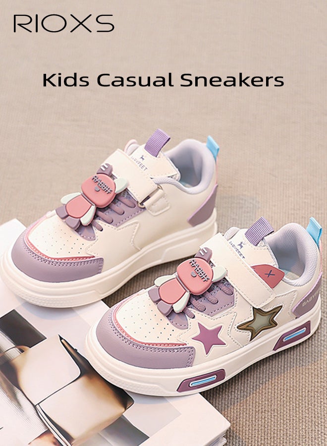 RIOXS Kids Sneakers, Casual Comfy Breathable Skateboard Sneakers for Boys Girls, Classic Athlesiure Shoes Round Toe Shoes for Toddler/ Little Kids, Lightweight Anti-slip Walking Shoes, Children's Cute Leisure Sports Shoes, Great Gift for Birthday/ Back-to-school/ Admission ceremony/ Daily Reward, Purple Trainers Kids Footwear - Image 2