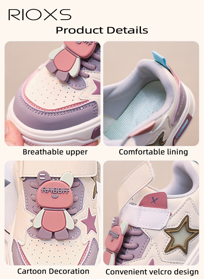 RIOXS Kids Sneakers, Casual Comfy Breathable Skateboard Sneakers for Boys Girls, Classic Athlesiure Shoes Round Toe Shoes for Toddler/ Little Kids, Lightweight Anti-slip Walking Shoes, Children's Cute Leisure Sports Shoes, Great Gift for Birthday/ Back-to-school/ Admission ceremony/ Daily Reward, Purple Trainers Kids Footwear - Image 4