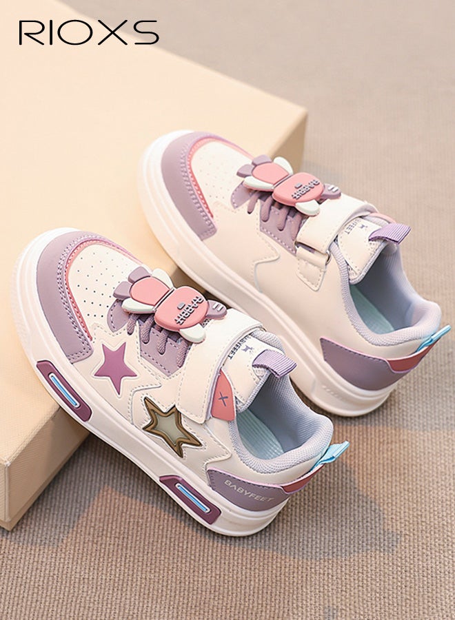 RIOXS Kids Sneakers, Casual Comfy Breathable Skateboard Sneakers for Boys Girls, Classic Athlesiure Shoes Round Toe Shoes for Toddler/ Little Kids, Lightweight Anti-slip Walking Shoes, Children's Cute Leisure Sports Shoes, Great Gift for Birthday/ Back-to-school/ Admission ceremony/ Daily Reward, Purple Trainers Kids Footwear - Image 5