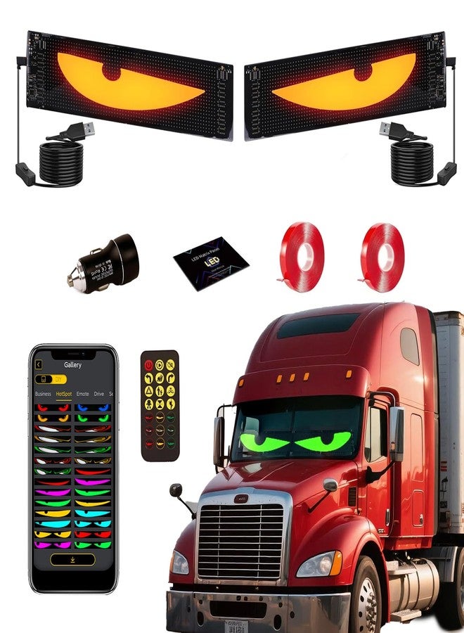 Asmila 2PCS Truck Eyes Lights Windshield, 23.6inx4.73in Devil Eyes Light for Cars, Windshield Eyes Animated LED Light for Truck, Suitable for Winscreen of Cars, SUVs and Pickup Trucks - Image 1