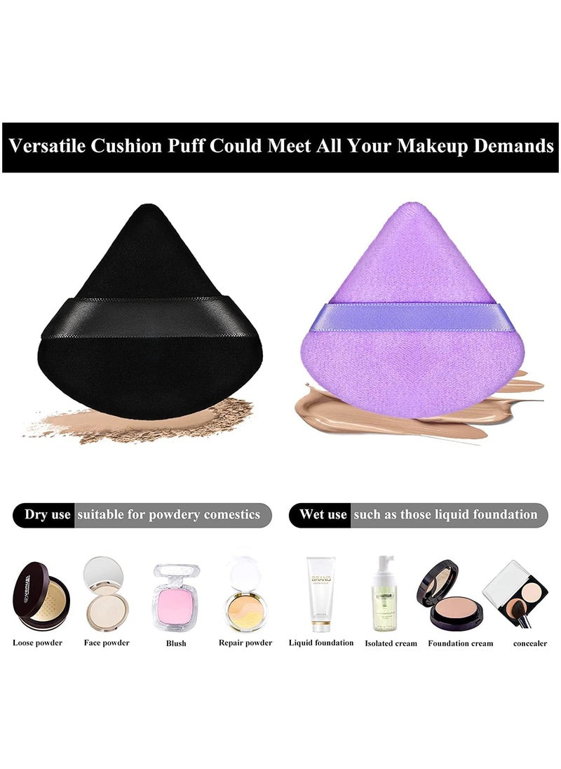 ORiTi Pure Cotton Powder Puff Made of Cotton Velour for Contouring Under Eyes and Corners with Strap 5pcs Black and 5pcs Purple  - Image 2