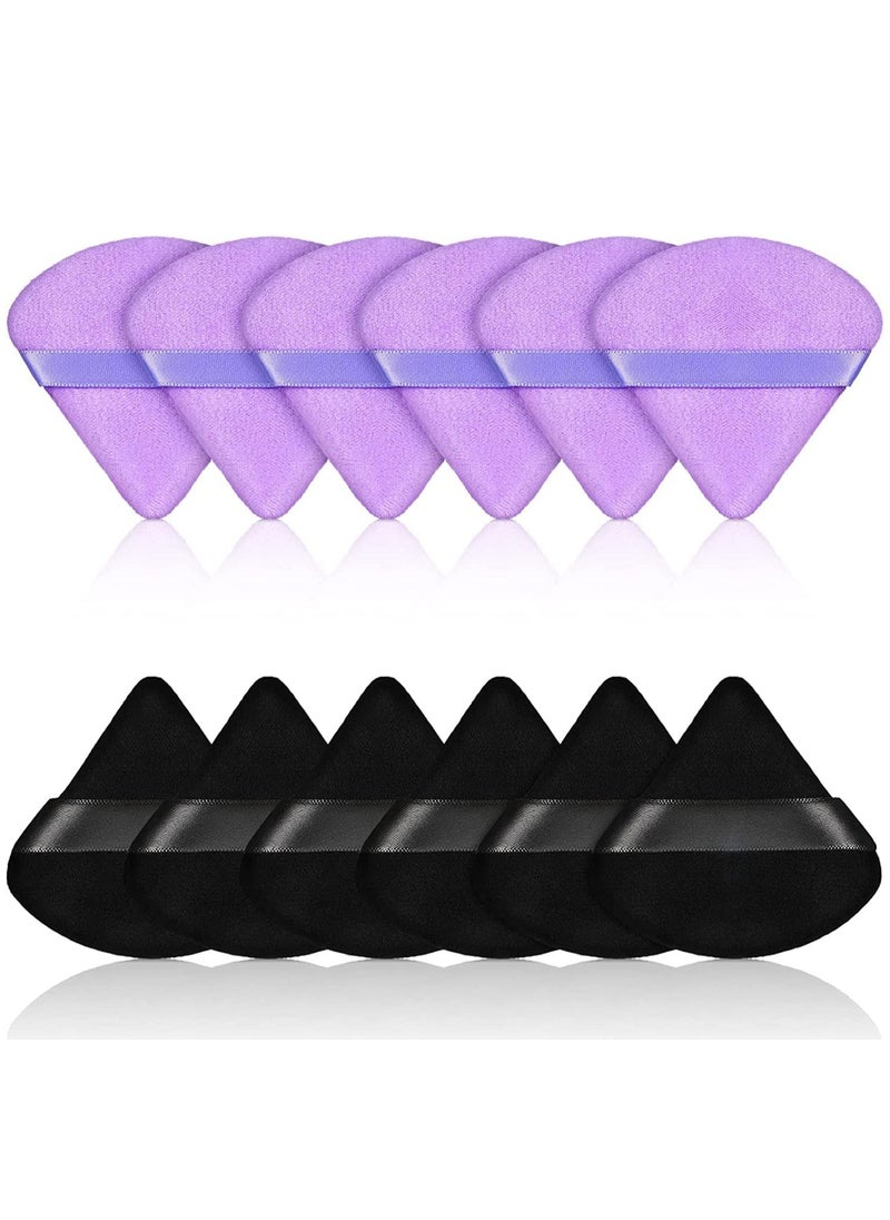 ORiTi Pure Cotton Powder Puff Made of Cotton Velour for Contouring Under Eyes and Corners with Strap 5pcs Black and 5pcs Purple  - Image 1