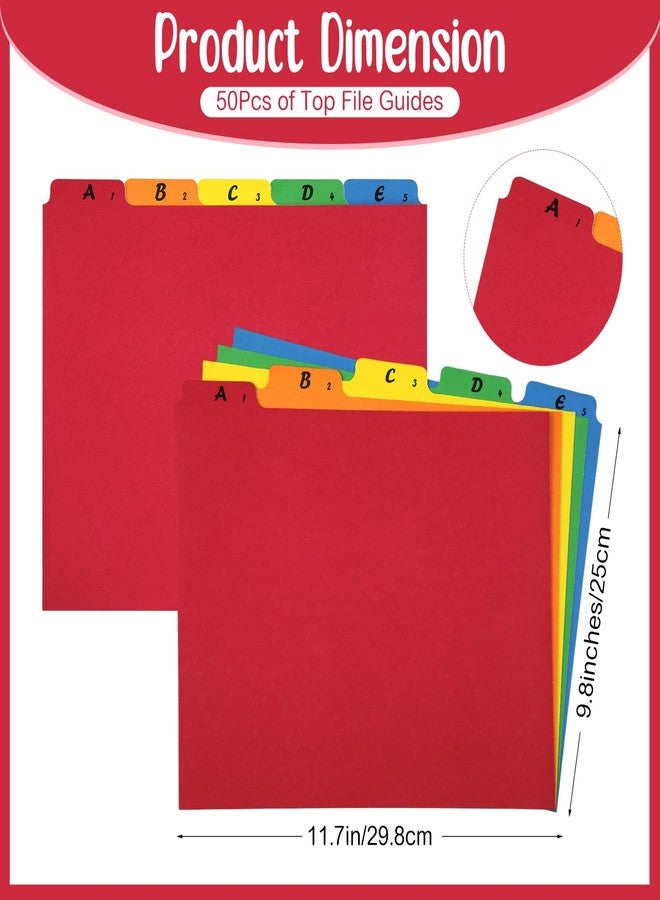 Noveread 2 Set 50 Pcs Alphabet File Dividers A-z Top Tab Guides Set, Letter Size Filing Organizers 1/5 Cut Alphabetical File Folder Tabs for Home, Office, School(Rainbow Colors) - Image 2