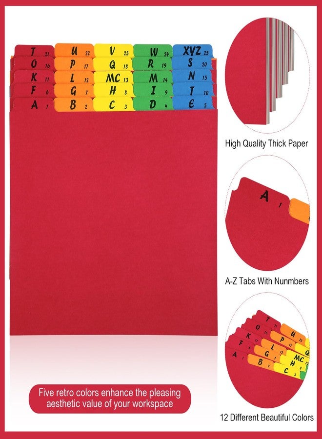 Noveread 2 Set 50 Pcs Alphabet File Dividers A-z Top Tab Guides Set, Letter Size Filing Organizers 1/5 Cut Alphabetical File Folder Tabs for Home, Office, School(Rainbow Colors) - Image 3