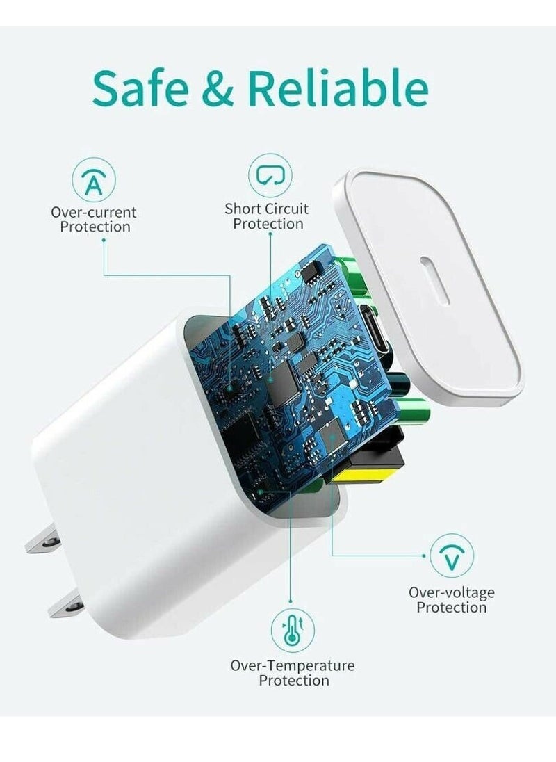 For iPhone 11/12/13 Pro/X/XR Fast Charger 20W PD Cable Cord Power Adapter Type-C