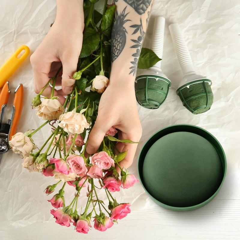 Frienda 4 Pcs Flower Foam Blocks Half Ball with Bowl Round Floral Dry Foam Green Floral Craft for Artificial Flower Arrangement Birthday Wedding Party (7.48x3.74in) - Image 4