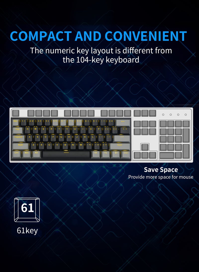 E-YOOSO 60% Wired Mechanical Gaming Keyboard with Blue Switches, LED Yellow Backlit, Ultra-Compact Computer Keyboard for PS4/5, Windows, Mac OS (Black Grey) - Image 2