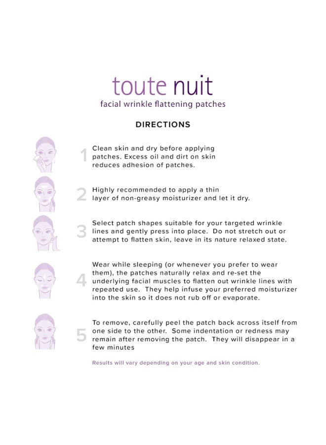 Toute Nuit by Mimiko Inc. Toute Nuit Wrinkle Patches â€“ Trial Pack â€“ Face Tape for Forehead, Eyes & Mouth â€“ Hypoallergenic Anti Wrinkle Patches â€“ 54 Count, Made in USA - Image 3