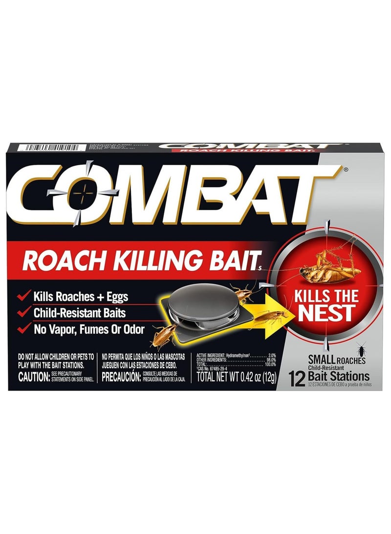 Combat Combat Roach Killing Bait Stations for Small Roaches, Kills Roaches and Eggs - 12 stations - Image 1