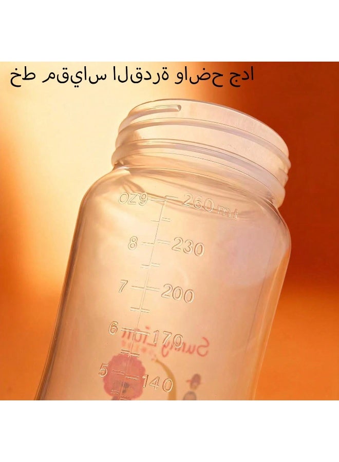 طقم زجاجات رضاعة للأطفال حديثي الولادة، عبوة من 2 زجاجات رضاعة حليب الأم، حلمة تشبه حلمة الثدي، فتحة تهوية مضادة للمغص، آمنة للاستخدام في غسالة الصحون والتعقيم (160 مل + 260 مل) - Image 4