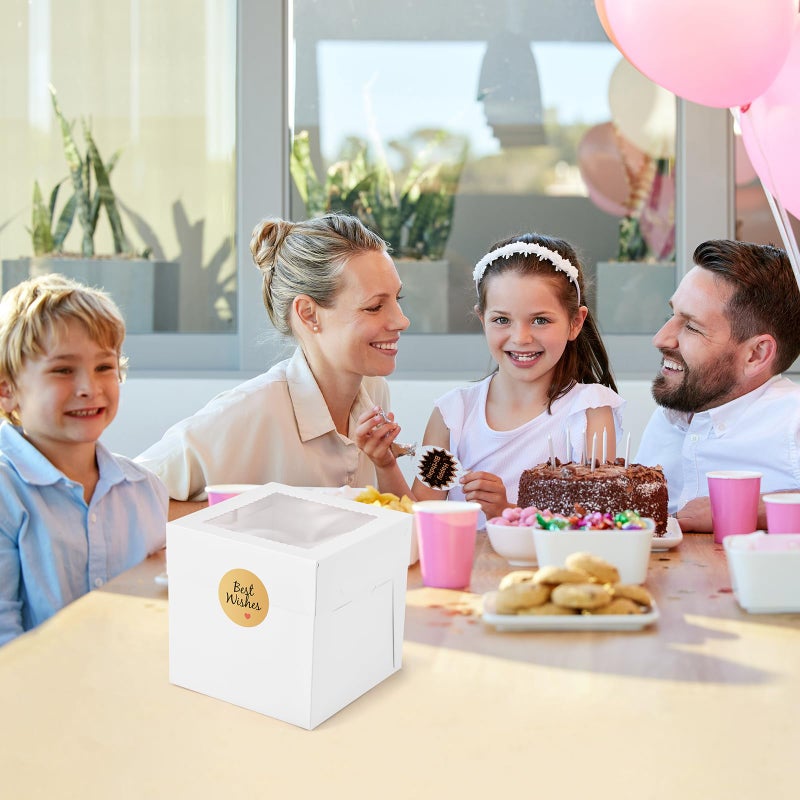 DOYIDE 12Pcs 6x6x6 Inches Mini Cake Boxes, White Square Bakery Boxes with Window, Small Cake Containers for Pastries, Cookies, Chocolates, Cupcakes, Birthday Party Cajas Pasteles - Image 5