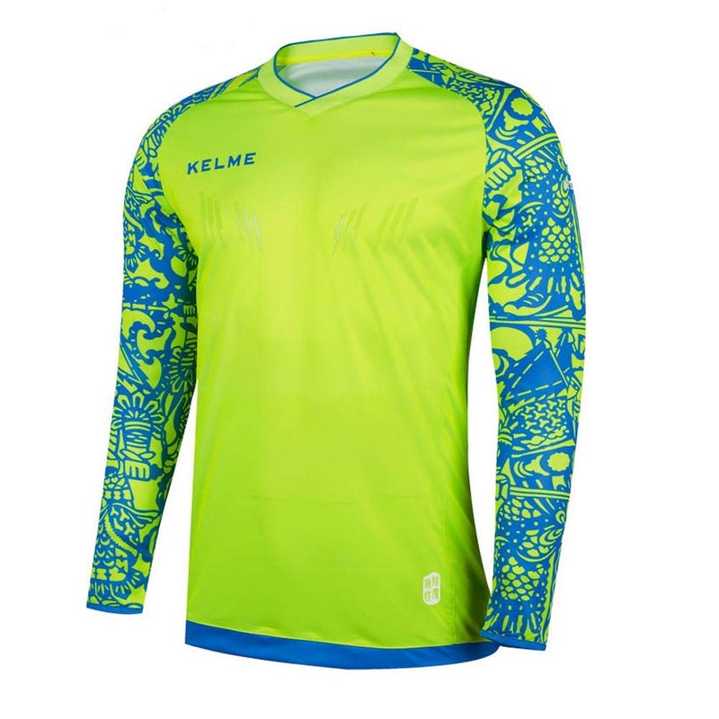 KELME Kids Padded Goalie Shirt, Youth Goalkeeper Jersey, Long Sleeve Soccer Football Training Uniform,Yellow Kid 12 - Image 1