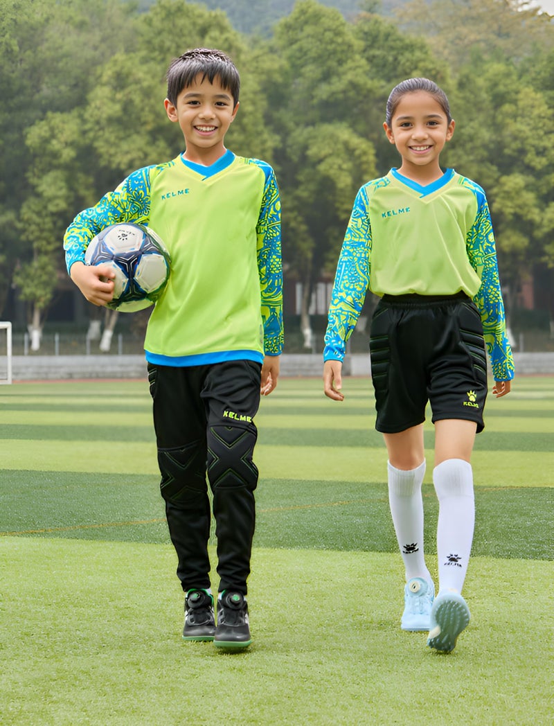 KELME Kids Padded Goalie Shirt, Youth Goalkeeper Jersey, Long Sleeve Soccer Football Training Uniform,Yellow Kid 12 - Image 2