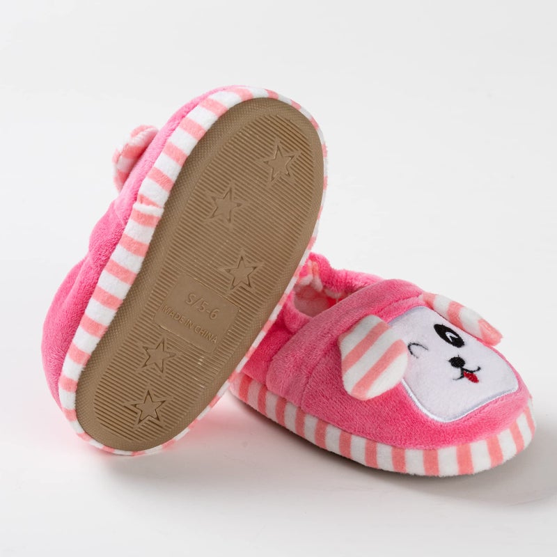 Csfry Toddler Girls' Doggy House Slippers Cartoon Warm Home Shoes Pink 5-6 Toddler - Image 4