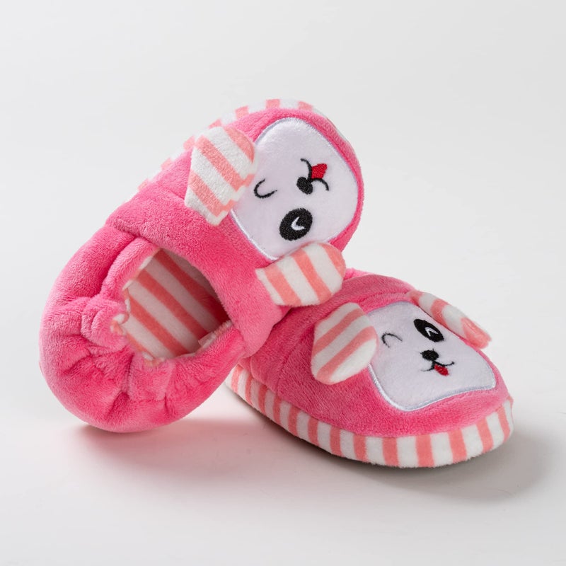 Csfry Toddler Girls' Doggy House Slippers Cartoon Warm Home Shoes Pink 5-6 Toddler - Image 3