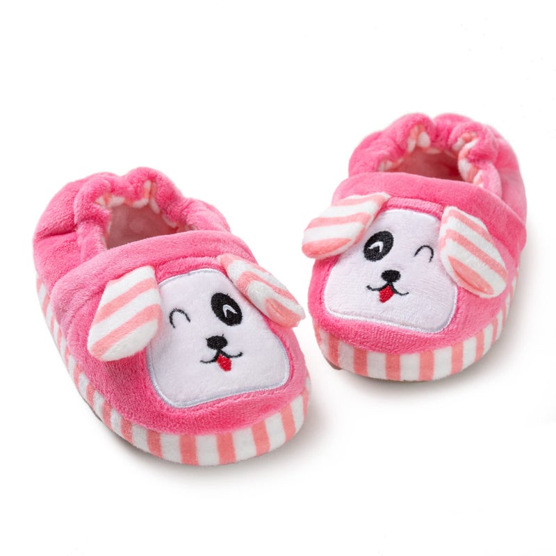 Csfry Toddler Girls' Doggy House Slippers Cartoon Warm Home Shoes Pink 5-6 Toddler - Image 1