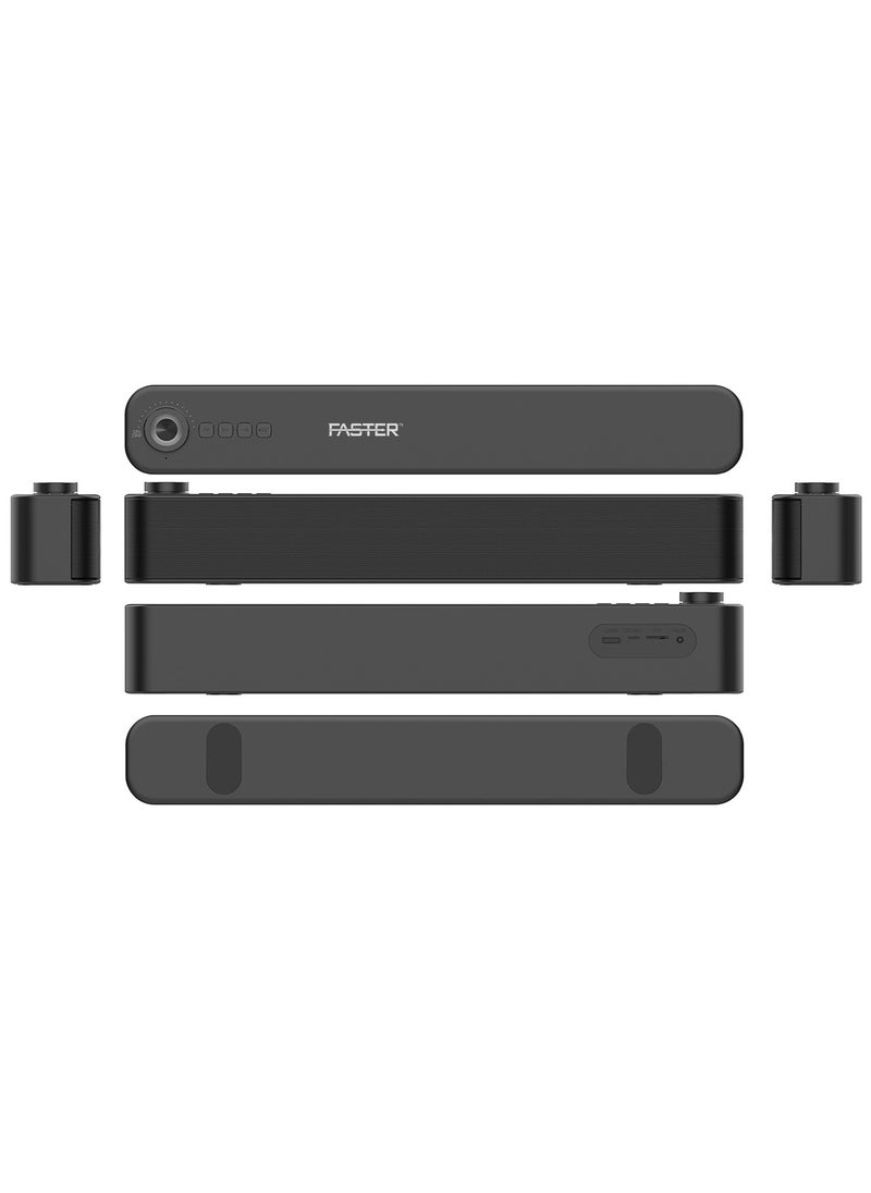 Faster - Z5 Premium 12W Bluetooth Soundbar - Wireless Speaker for PC, Laptop, TV, Smartphone & Tablet - Mini Home Theater with Surround Sound - USB/Aux/TF Card Support - Image 1