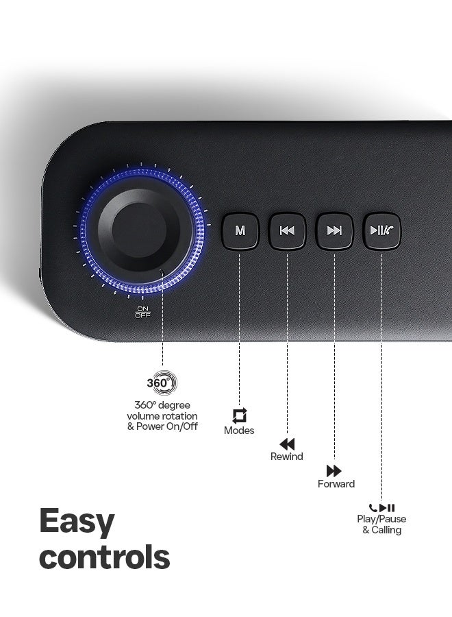 Faster Z5 Portable Bluetooth Soundbar Speaker - 10W Loud Stereo Sound with Dual Woofers, Bluetooth 5.3, 4400mAh Battery for 6+ Hour Playtime - Wireless Speaker for PC, Laptop, TV, Smartphone & Tablet - Mini Home Theater with Surround Sound - USB Drive, TF Card & AUX Support - Image 4
