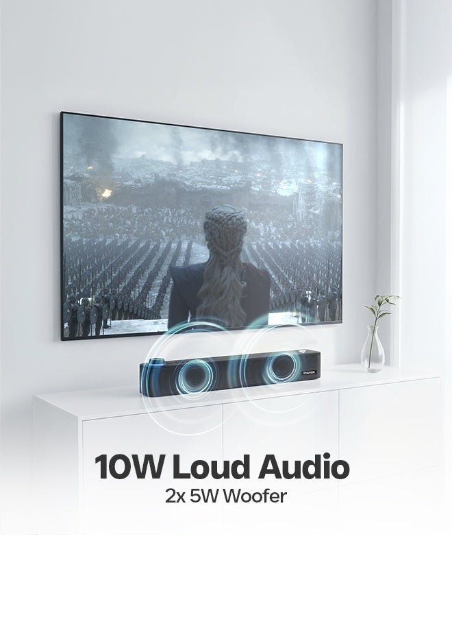 Faster Z5 Portable Bluetooth Soundbar Speaker - 10W Loud Stereo Sound with Dual Woofers, Bluetooth 5.3, 4400mAh Battery for 6+ Hour Playtime - Wireless Speaker for PC, Laptop, TV, Smartphone & Tablet - Mini Home Theater with Surround Sound - USB Drive, TF Card & AUX Support - Image 5