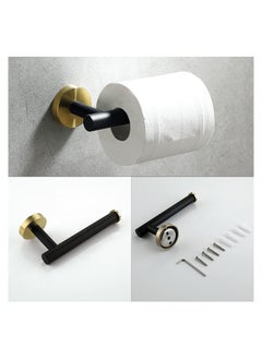 NANAO 5-Piece Stainless Steel Wall Mounted Bathroom Hardware Set Black Gold Towel Rack Set included Bath Towel Bar Robe Towel Hooks Toilet Paper Holder and Towel Ring  - Image 4