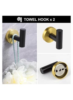 NANAO 5-Piece Stainless Steel Wall Mounted Bathroom Hardware Set Black Gold Towel Rack Set included Bath Towel Bar Robe Towel Hooks Toilet Paper Holder and Towel Ring  - Image 5