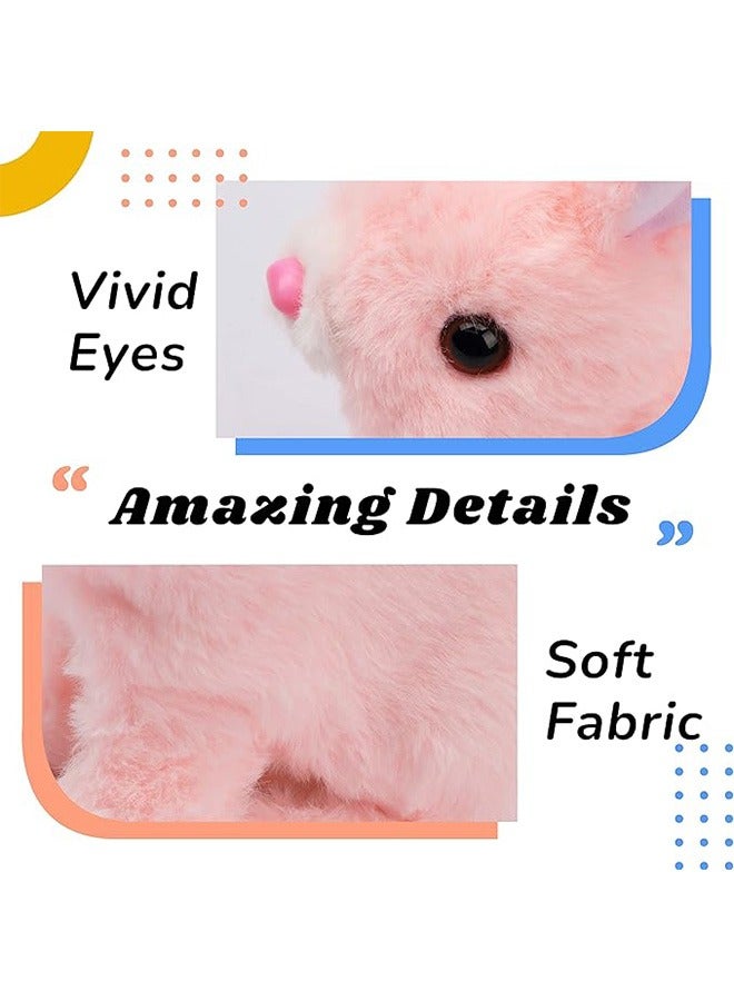 LCAREMOM Interactive Electronic Pet with Sounds, Hopping Rabbit Plush Toy, Moving Movements, Wobbly Ears and Nose Toddler Gift, Birthday Present, Pink, 7 Inch - Image 4