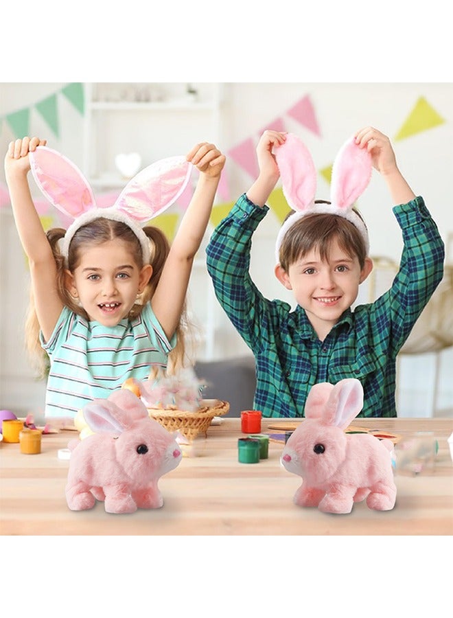 LCAREMOM Interactive Electronic Pet with Sounds, Hopping Rabbit Plush Toy, Moving Movements, Wobbly Ears and Nose Toddler Gift, Birthday Present, Pink, 7 Inch - Image 5