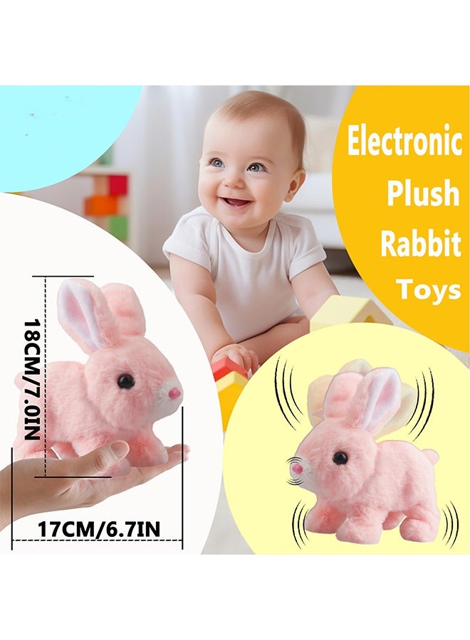 LCAREMOM Interactive Electronic Pet with Sounds, Hopping Rabbit Plush Toy, Moving Movements, Wobbly Ears and Nose Toddler Gift, Birthday Present, Pink, 7 Inch - Image 2