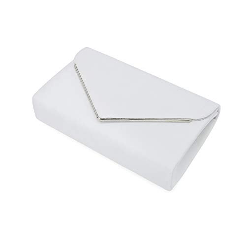 CHARMING TAILOR Faux Suede Clutch Bag Elegant Metal Binding Evening Purse for Wedding/Prom/Black-Tie Events (White) - Image 5