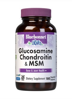 Nutrition Glucosamine Chondroitin Plus MSM, Glucosamine, Chondroitin Sulfate, Vitamin C & OptiMSM, Bone & Joint Health, Non GMO, Gluten Free, Soy Free, Milk Free, 180 Vegetable Capsules