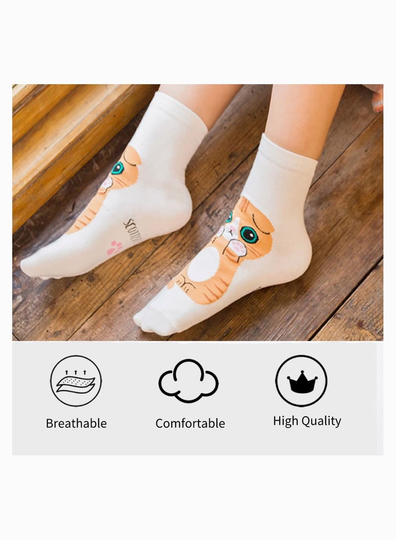 Luckam lovely Animal Socks Cat Pattern Socks for Women 5 Pairs Funny Cat Socks and Cool Cotton Art Painting Cat Socks Women - Image 5