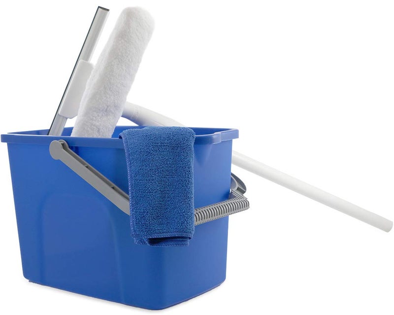 Unger Window Washing Starter Kit with 2in1 Microfiber Combi Collapsible Pole Microfiber Cloth and Bucket