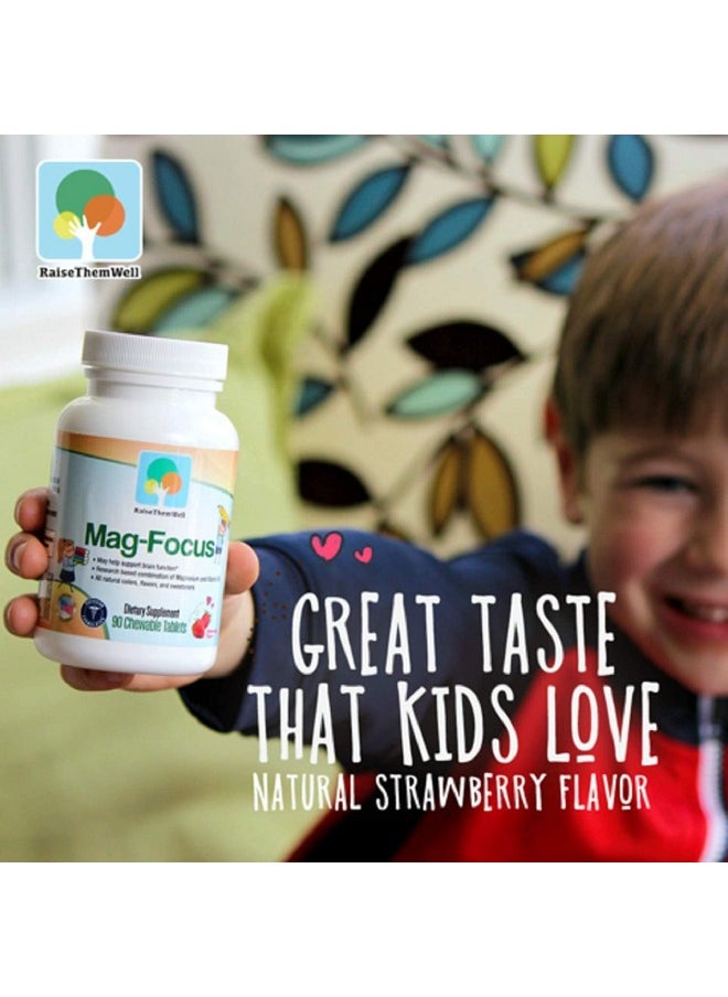 Raise Them Well - Magnesium Focus Supplement For Kids Natural Strawberry Flavored Chewable Kids Focus Vitamins Focus And Attention Supplement For Kids - Image 1