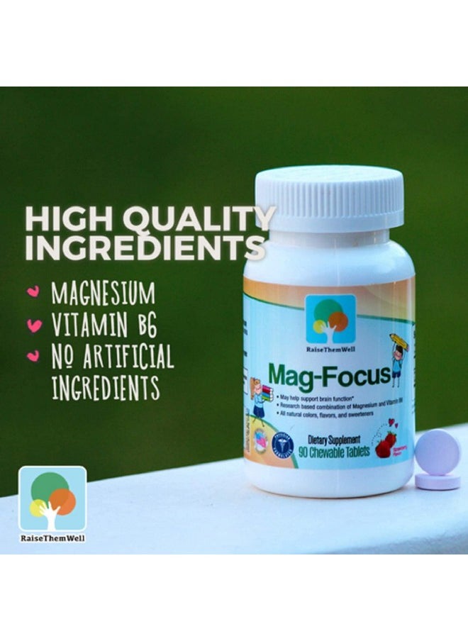 Raise Them Well - Magnesium Focus Supplement For Kids Natural Strawberry Flavored Chewable Kids Focus Vitamins Focus And Attention Supplement For Kids - Image 1