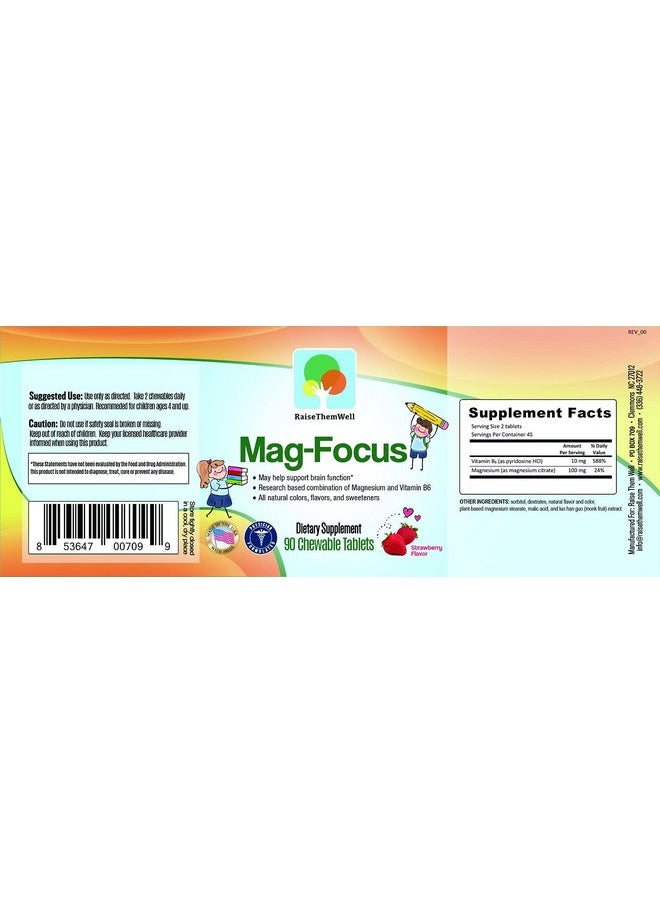 Raise Them Well - Magnesium Focus Supplement For Kids Natural Strawberry Flavored Chewable Kids Focus Vitamins Focus And Attention Supplement For Kids - Image 1