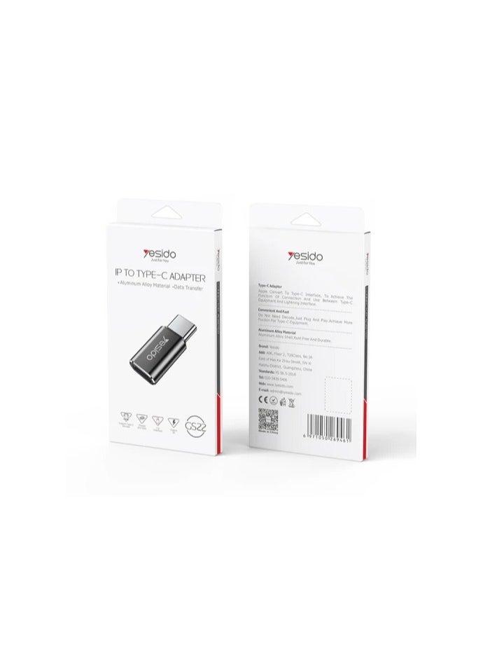 Yesido GS22 Aluminum Alloy Fast Data Transfer Lightning to Type-C Adapter Support Type-c Devices Charge and sync