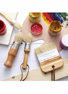 Excefore Chalk and Wax Paint Brushes, 5 Pieces Natural Bristles Wooden Handle DIY Painting and Waxing Brushes for Art Craft Wood Furniture Decor  - Image 3