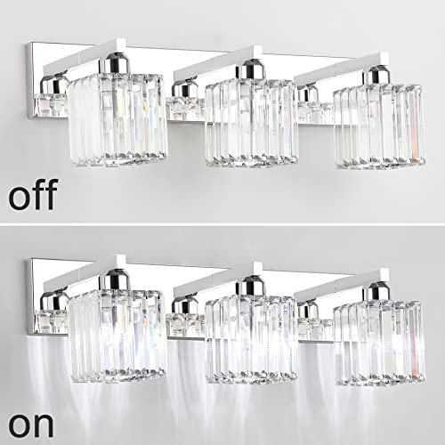 Aipsun Vanity Light Fixtures Crystal Bathroom Lighting Fixtures Chrome Vanity Light for Bathroom (Exclude Bulb) - Image 5